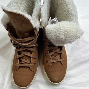 Brown Shearling Lined Women's Sneakers